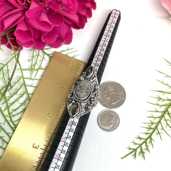 NEW⚜️STERLING SILVER Smoky Quartz Ornate Ring - Picture 11 of 12